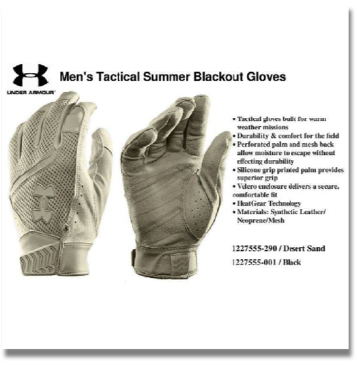 UNDER ARMOUR MEN'S TACTICAL SUMMER BLACKOUT GLOVES