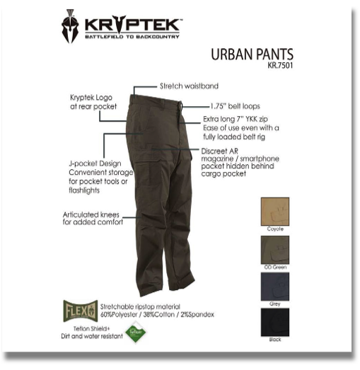 KRYPTEK URBAN PANTS KR7501