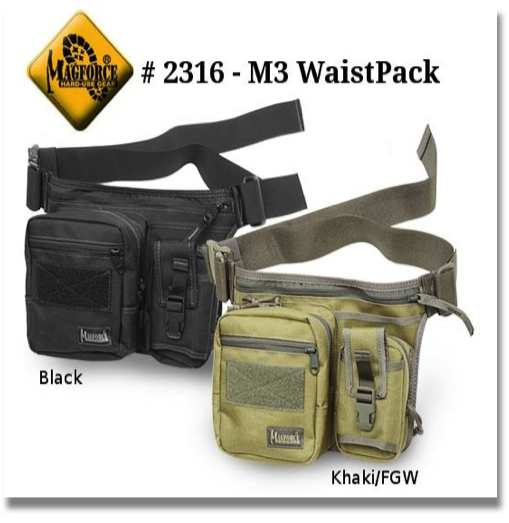 MAGFORCE #2316 – M3 WAISTPACK


(8" x 9.5" x3.5")
available colors: 
BLACK & KHAKI/FOLIAGE GREEN
