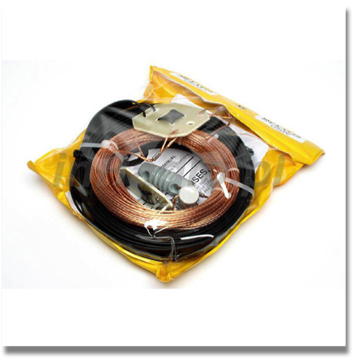 G5RV WIRE ANTENNA
Covers all bands, 160-10 Meters with antenna tuner. 102 feet long, shorter than 80 Meter dipole. Use as inverted vee or sloper to be more compact. Use on 160 Meters as Marconi with tuner and ground. G5RV WIRE ANTENNA
Covers all bands, 160-10 Meters with antenna tuner. 102 feet long, shorter than 80 Meter dipole. Use as inverted vee or sloper to be more compact. Use on 160 Meters as Marconi with tuner and ground.