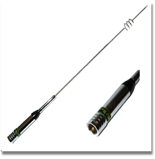 NAGOYA ANTENNA NL-77OH
Frequency : 144/430 MHz
Gain : 3.0/5.5 dBi
Length : 96 cm
VSWR : Less 1.5:1
Impedance : 50 ohms
Connector : UHF(PL-259)
NAGOYA ANTENNA NL-77OH
Frequency : 144/430 MHz
Gain : 3.0/5.5 dBi
Length : 96 cm
VSWR : Less 1.5:1
Impedance : 50 ohms
Connector : UHF(PL-259)